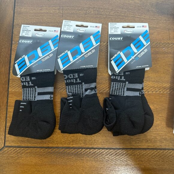 THORLOS EDGE COURT LOT OF 3 MICRO MINI TENNIS SOCKS UNISEX MEDIUM ATHLETIC - Picture 1 of 6